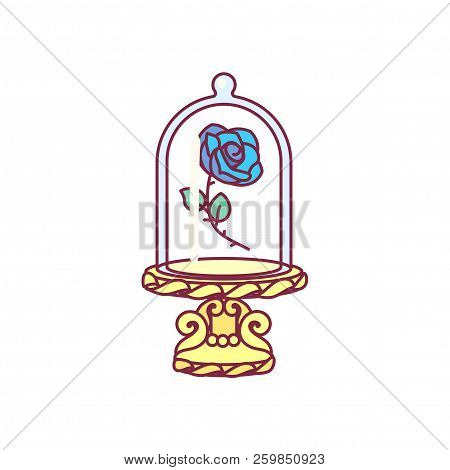 Vector Blue Rose, Glass Flask