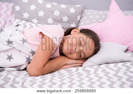 Girl Child Fall Asleep On Pillow. Quality Of Sleep Depends On Many Factors. Choose Proper Pillow To 