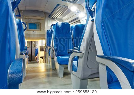 Milan, Italy August 20, 2018: Comfortable Seats In The Train Car.