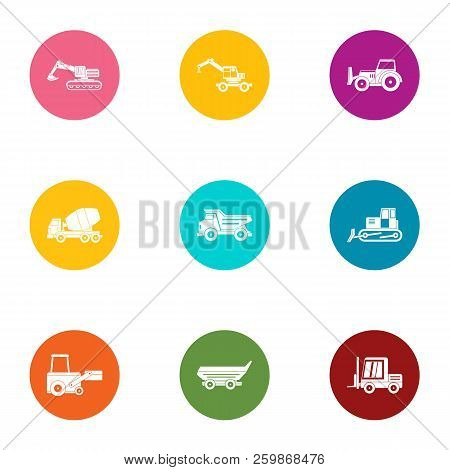 Disassembly Of Concrete Icons Set. Flat Set Of 9 Disassembly Of Concrete Vector Icons For Web Isolat