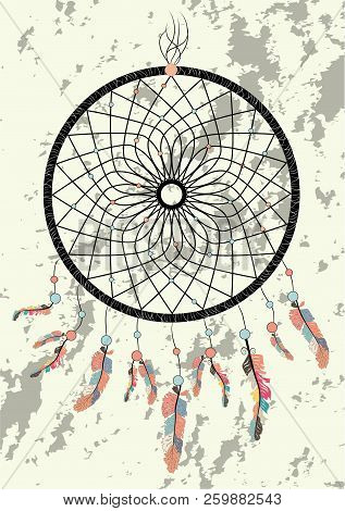 Dream Catcher Boho Native American Indian Talisman Dreamcatcher. Clothes Ethnic Tribal Design. Magic