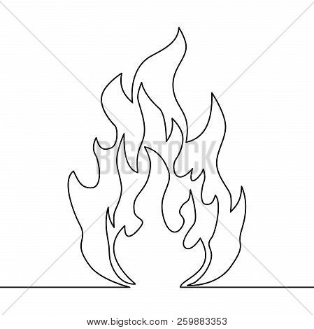 Continuous Line Fire One Line Drawing Isolated Vector Fire Illustration