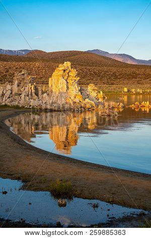 Sunrise At California Mono Lake In The Eastern Sierra Nevada Mountains Off Of Us Highway 395