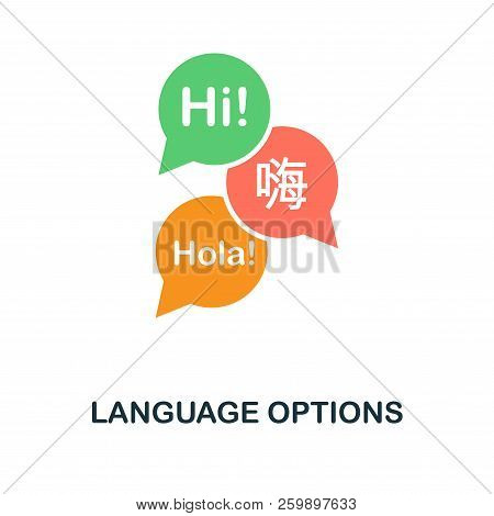 Language Options Flat Icon. Monochrome Style Design From Online Education Icon Collection. Ui And Ux