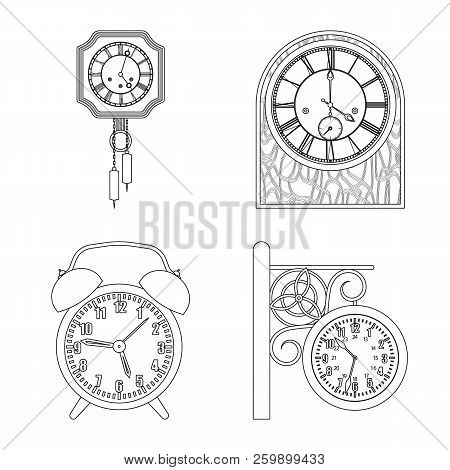 Vector Illustration Of Clock And Time Icon. Collection Of Clock And Circle Vector Icon For Stock.