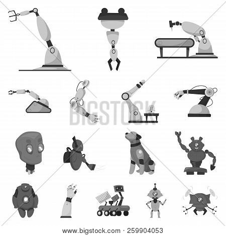 Vector Design Of Robot And Factory Symbol. Set Of Robot And Space Vector Icon For Stock.
