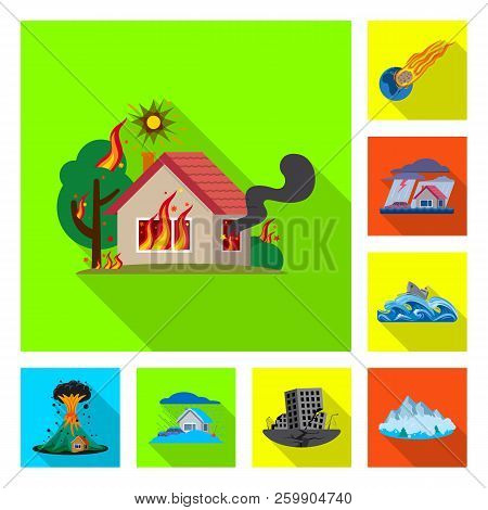 Vector Illustration Of Natural And Disaster Sign. Collection Of Natural And Risk Vector Icon For Sto