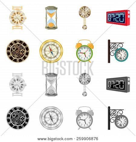 Vector Design Of Clock And Time Logo. Collection Of Clock And Circle Stock Vector Illustration.