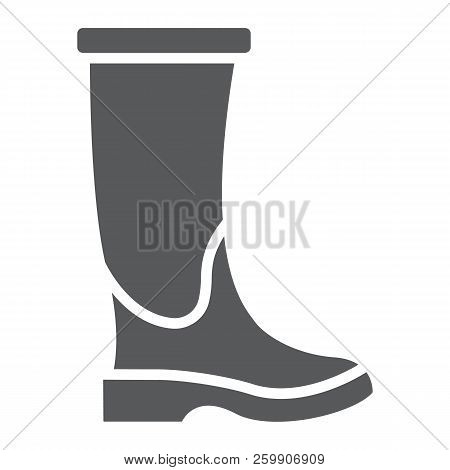 Rubber Boot Glyph Icon, Footwear And Protection, Galoshes Sign, Vector Graphics, A Solid Pattern On 