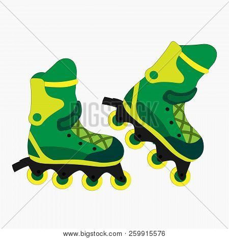 Fun Cartoon Illustration With Green Roller Skates