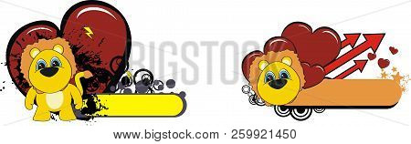 Cute Chubby Baby Lion Cartoon Sticker Copy Spcae In Vector Format