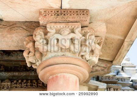 Detalle de Vishnavath templo, Khajuraho, Madhya Pradesh, India.