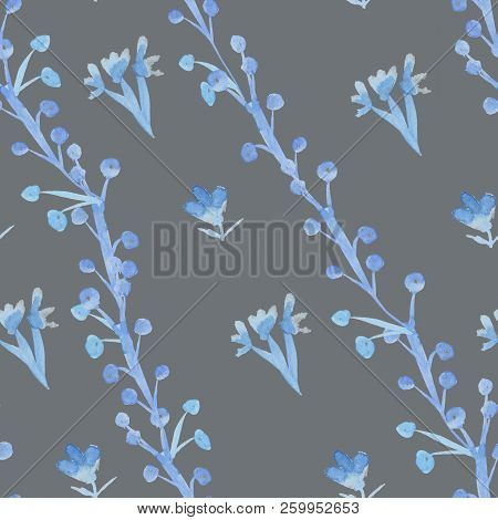 Simlpe Seamless Floral Pattern. Abstract Watercolor Free Hand Drawn Illustration For Wrapping, Backg