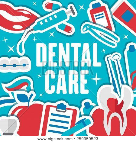 Dental Instruments And Medications. Oral Health, Dentistry Equipment Mouth Mirror And Dental Handpie