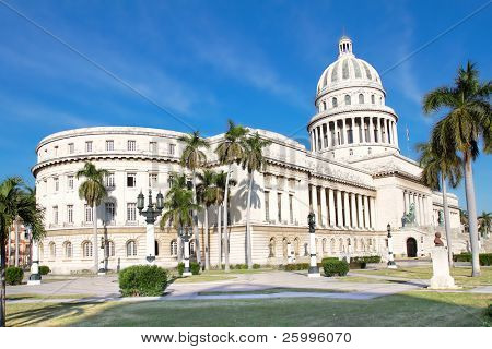 Post card shot of the Capitol building in Havana , Cuba