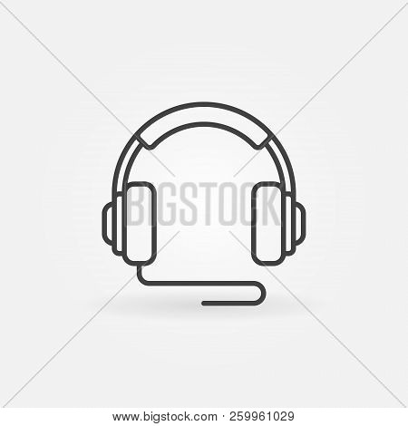 Over-ear Wired Headphones Vector Icon Or Symbol In Thin Line Style