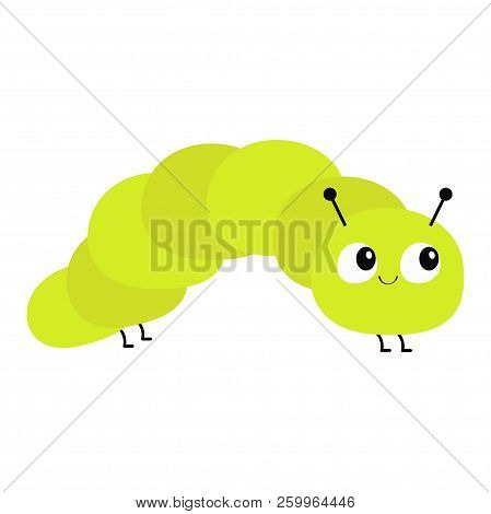 Caterpillar Insect Icon. Baby Collection. Crawling Catapillar Bug. Cute Cartoon Funny Character. Smi