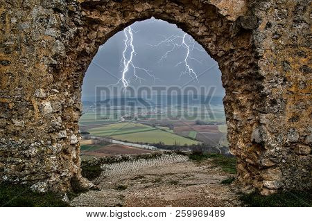 Landscape From The Castle On A Stormy Day In Soria