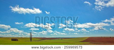 Rural Landscape In Soria Under Blue Sky