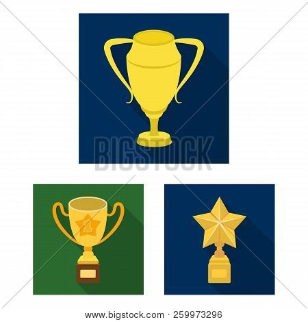Awards And Trophies Flat Icons In Set Collection For Design.reward And Achievement Vector Symbol Sto