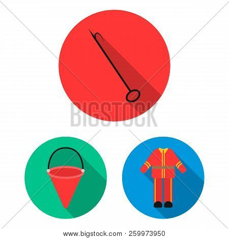Fire Department Flat Icons In Set Collection For Design. Firefighters And Equipment Vector Symbol St