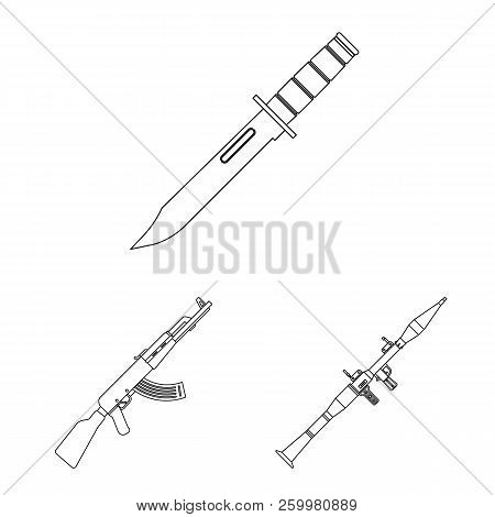 Vector Illustration Of Weapon And Gun Icon. Set Of Weapon And Army Stock Vector Illustration.