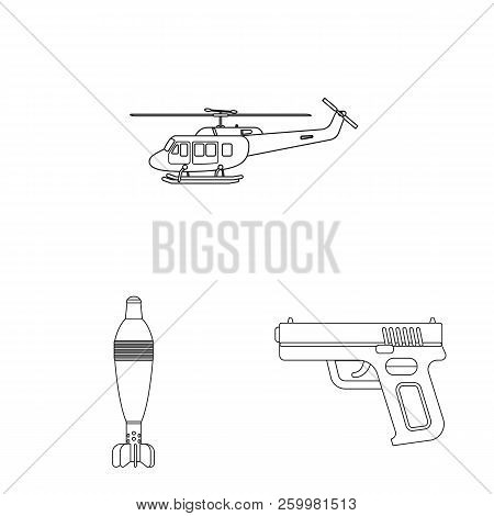 Vector Design Of Weapon And Gun Sign. Set Of Weapon And Army Stock Vector Illustration.