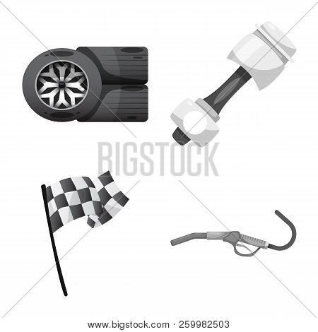 Vector Illustration Of Car And Rally Icon. Collection Of Car And Race Stock Vector Illustration.