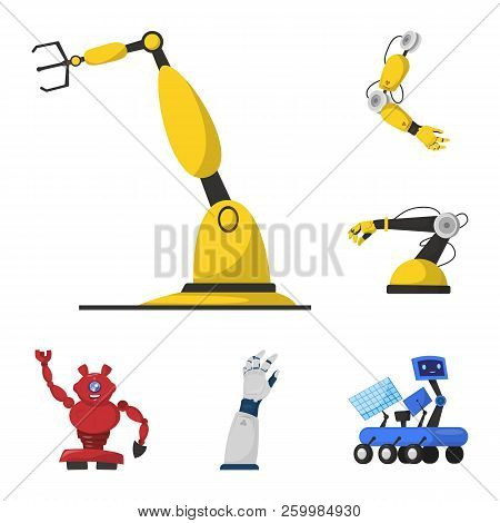 Vector Illustration Of Robot And Factory Icon. Set Of Robot And Space Stock Vector Illustration.