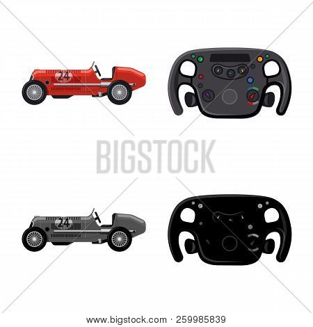 Vector Design Of Car And Rally Sign. Set Of Car And Race Stock Vector Illustration.