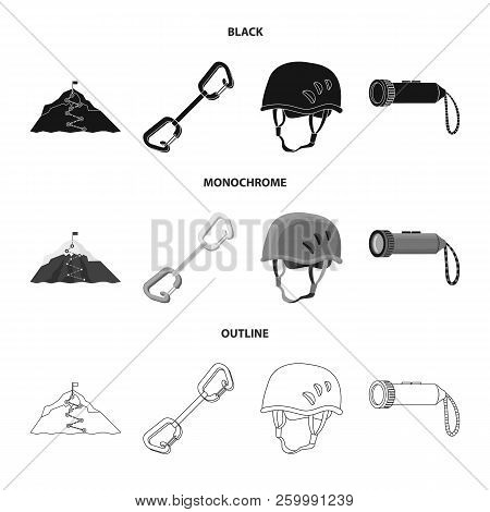 Vector Design Of Mountaineering And Peak Icon. Collection Of Mountaineering And Camp Vector Icon For