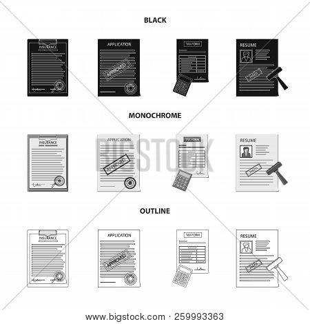 Vector Illustration Of Form And Document Logo. Set Of Form And Mark Vector Icon For Stock.