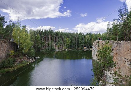 Canyon In Autumn Forest On A Warm Sunny Day, Ukraine, Zhytomyr Region, Korostyshevsky District