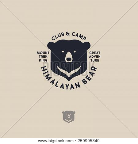 Himalayan Bear Logo. Mountain Travel Emblem. Active Leisure Club And Camp. Flat Emblem On A Light Ba