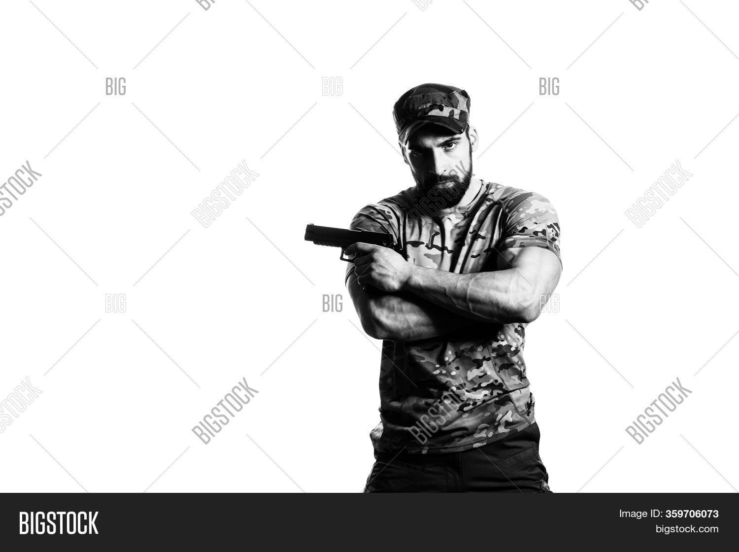 Warrior Gun On White Image & Photo (Free Trial) | Bigstock