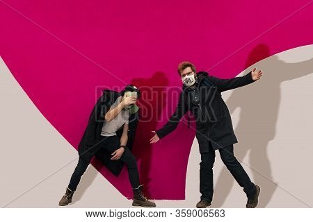 Teenager Irresponsible Behavior Hipster Style Banter Photography Of Posing Two Guys In Medicine Mask