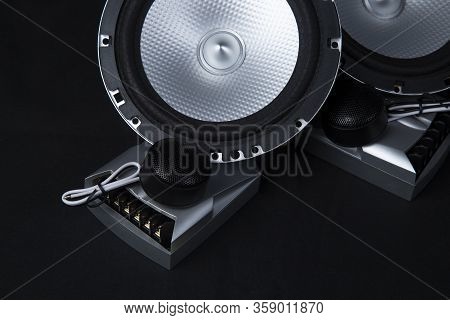 Car Audio System On A Black Background.subwoofer.