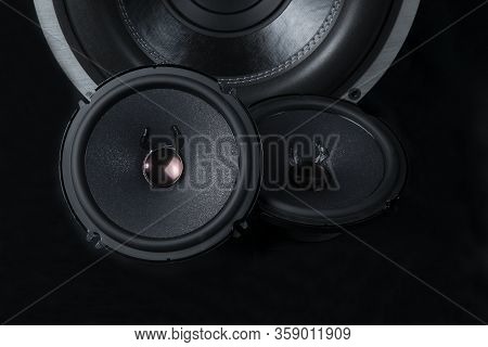 Car Audio System On A Black Background.subwoofer.