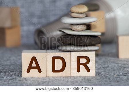 Yellow Plastic Forklift Hold Letter A To Complete Word Adr Abbreviation Of Adverse Drug Reaction On 