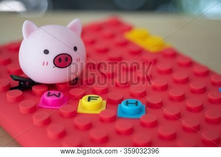 Wfh (work From Home) And Toy Cute Pig It Mean Easy To Work Form Home