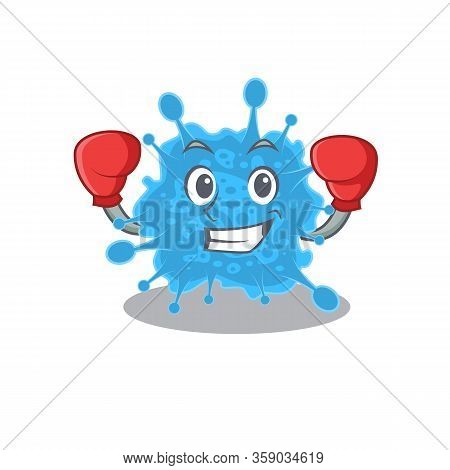 A Sporty Boxing Athlete Mascot Design Of Andecovirus With Red Boxing Gloves