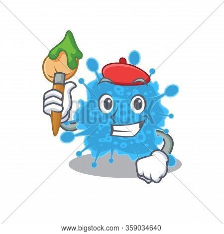 A Creative Andecovirus Artist Mascot Design Style Paint With A Brush
