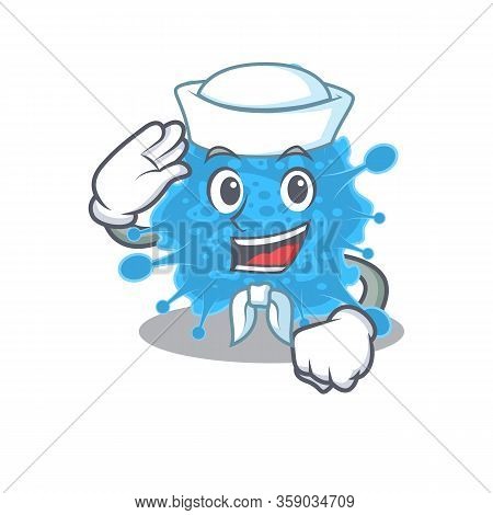 Sailor Cartoon Character Of Andecovirus With White Hat