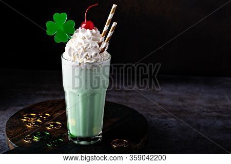 Shamrock Shake With Whipped Cream For Saint Patricks Day