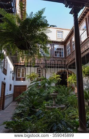 San Cristobal De La Laguna, Spain - January 16, 2020: Courtyard In The Palacio Lercaro, Museum Of Hi