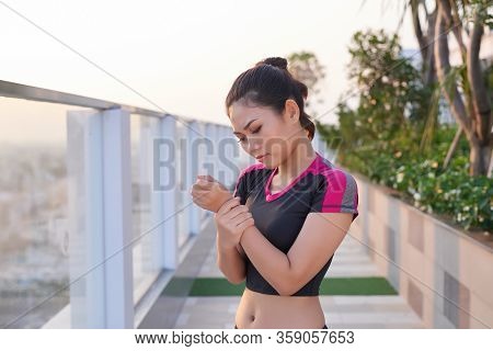 Women Exercise Already Painful Whilte Practicing - Image