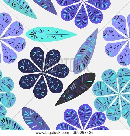 Modern Template With Seamless Floral Pattern. Vector Seamless Floral Pattern. Spring Decoration. Vec