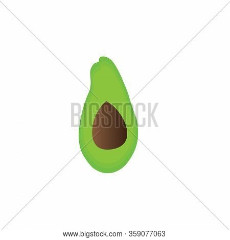 Vector Illustration Of A Half Cut Of Avocado Fruit.