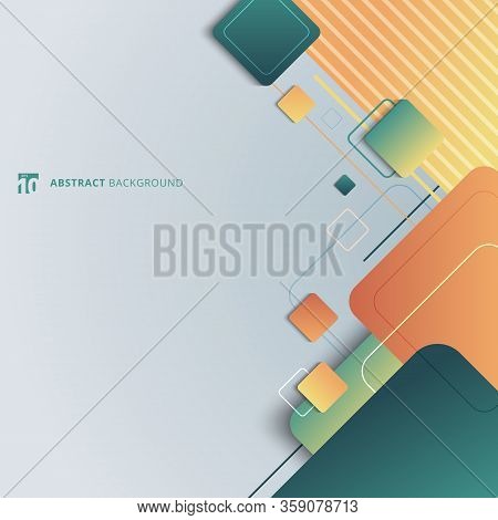 Abstract Business Multicolor Geometric Square Rounded Shape Pattern Overlapping On White Background.