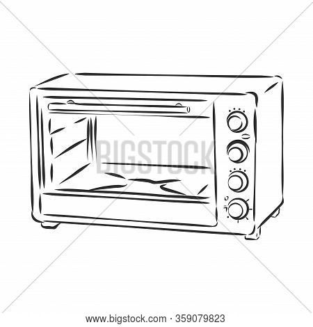 Microwave Oven Line Icon. Editable Line Sketch Icon. Stock Vector Illustration.